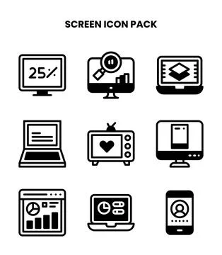 Screen DuoTone Graphics Icons Pack Illustrazione stock