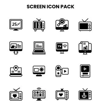 Screen DuoTone UI Icons Pack Stock Illustration