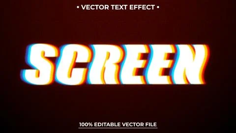 Screen editable text effect, editable vhs and signal text style Stock Illustration
