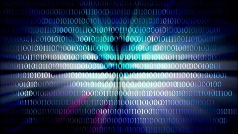 Screen with an eye made of binary code Video stock 81969740