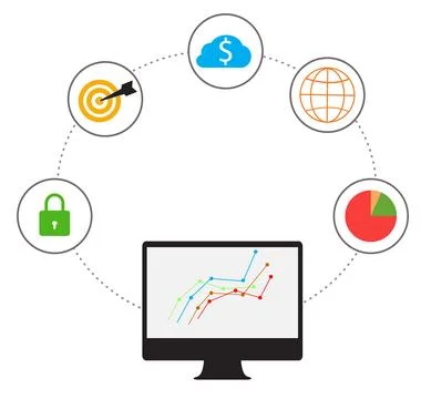 Screen Financial Technology icon. Fin-tech technology sign. Financial Techn.. Stock Illustration