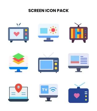 Screen Flat Scalable Icons Pack Stock Illustration