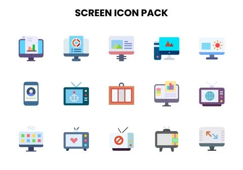 Screen Flat UI Icons Pack Illustrazione stock