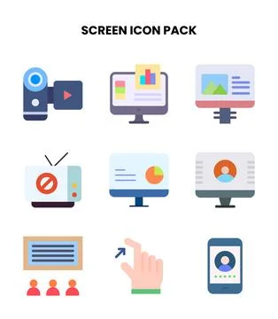 Screen Flat UI Icons Pack 库存插图