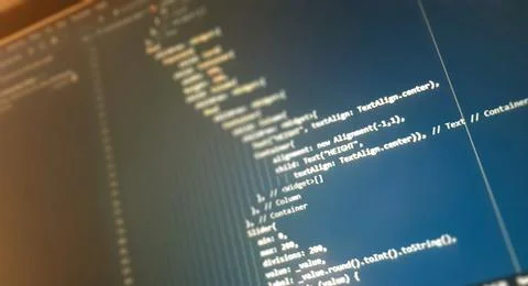 Screen of flutter application developing code. Lines of code on computer scre Stock Photos