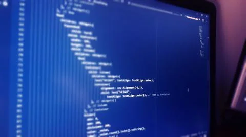 Screen of flutter application developing code. Lines of code on computer scre Stock Photos