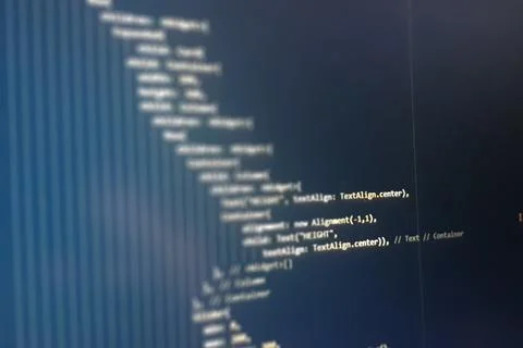 Screen of flutter application developing code. Lines of code on computer scre Stock Photos