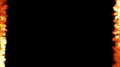 Screen frame of 2 fire lines burning on black Stock Illustration