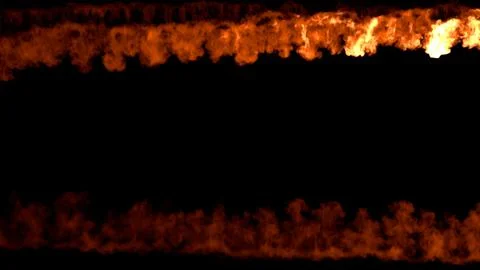 Screen frame of 2 lines of fire burning on black Illustrazione stock