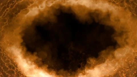 Screen frame of blazing smoke with sparks, isolated - abstract 3D illustration Illustrazione stock