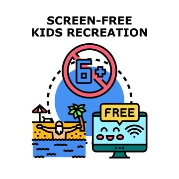 Screen free kids recreation vector concept illustration Stock Illustration