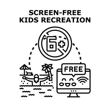Screen free kids recreation vector concept illustration Stock Illustration