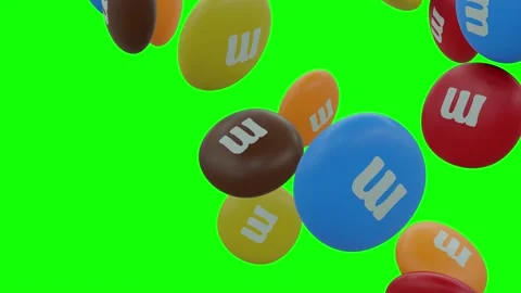 Screen full of MMs Candy Candies Falling On A Screen With Alpha Channel Stock Footage 237904635