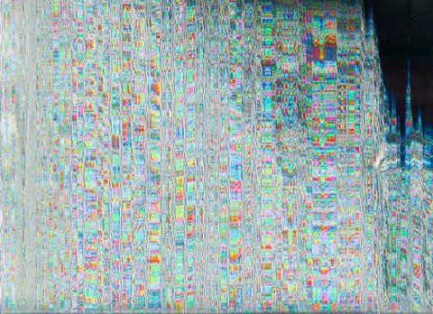 Screen glitch pixel noise texture colorful overlay Stockillustratie