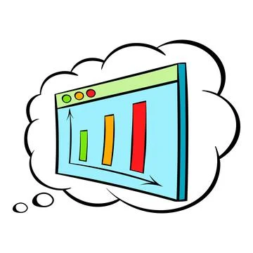 Screen with graph in speech cloud icon cartoon 스톡 일러스트