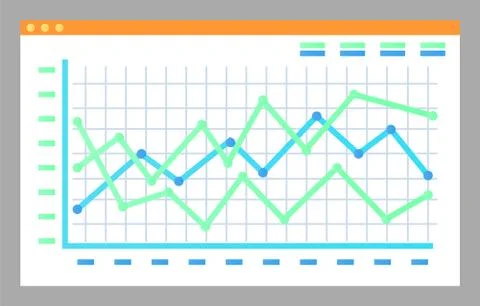 Screen with Graphs Diagrams Vector Isolated Page Illustrazione stock