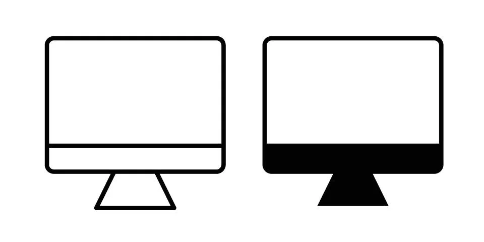 Screen icon black vector isolated on white Illustrazione stock