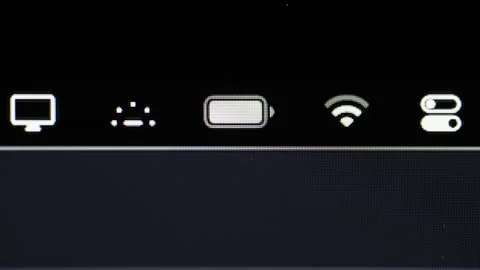 Screen icon warning when the computer battery come unplugged Stock Footage 244772799