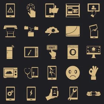 Screen icons set, simple style Stock Illustration