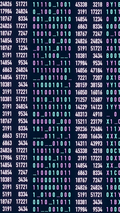 Screen, interface, binary code, data, machine code. Vídeo Stock 326320222