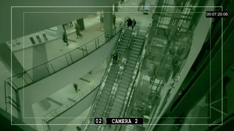 Screen interface of surveillance camera monitor in mall. Surveillance camera Stock Footage 288117597
