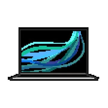 Screen laptop computer pixel art vector illustration Illustrazione stock