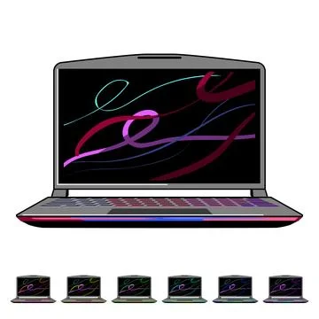 Screen laptop gaming cartoon vector graphic Stock Illustration