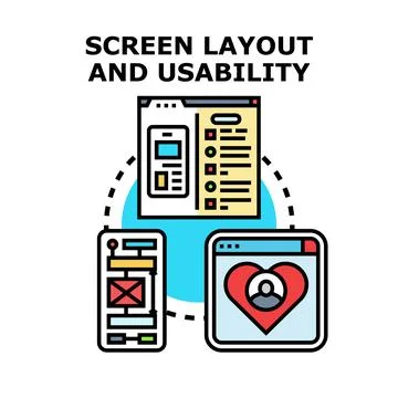 Screen layout usability optimizing user interface experience イラスト素材