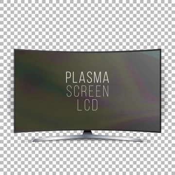 Screen Lcd Plasma Vector. Curved TV Modern Blank Led Screen Panel Isolated On Illustrazione stock