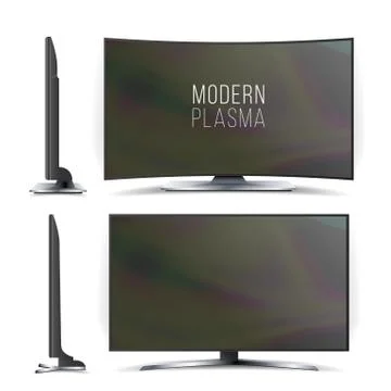 Screen Lcd Plasma Vector. Television Set. Curved and Flat TV screen lcd, plasma Illustrazione stock