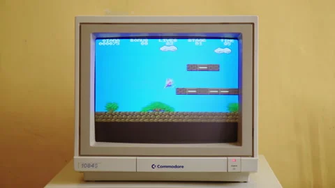 Screen of Level 1 of Vintage Video Game THE GREAT GIANA SISTERS from 1987 Stock Footage 171021839