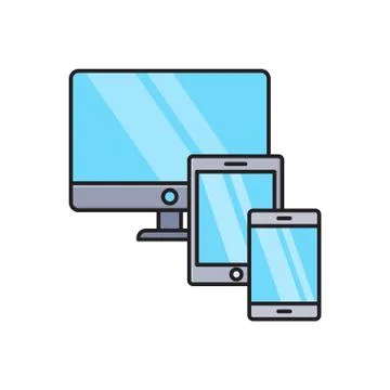 Screen line colour icon Stock Illustration