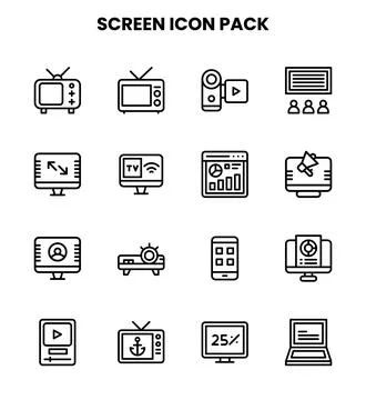 Screen Line Icons Pack Illustrazione stock
