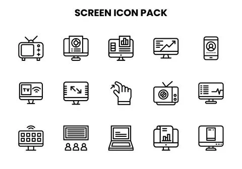 Screen Line Scalable Icons Pack Stock Illustration