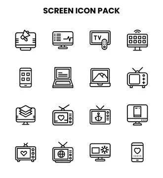 Screen Line UI Icons Pack 스톡 일러스트