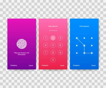 Screen lock authentication password smartphone background template. Illustrat Illustrazione stock