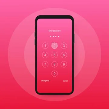 Screen lock authentication password smartphone background template. Illustrat Stock Illustration