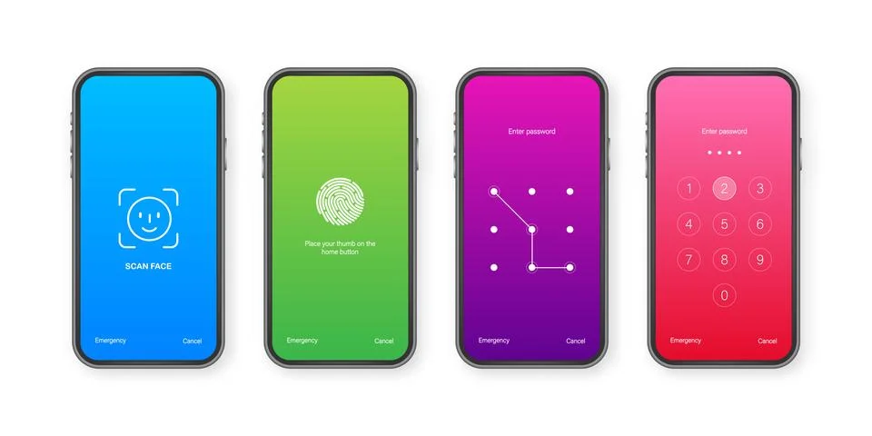 Screen lock authentication password smartphone background template. Illustrat Stock Illustration