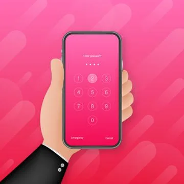 Screen lock authentication password smartphone background template. Illustrat Stock Illustration