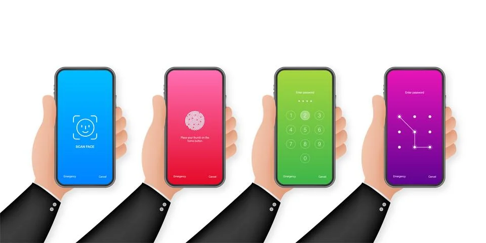 Screen lock authentication password smartphone background template. Illustrat Stock Illustration