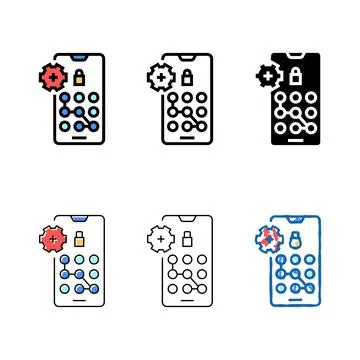 Screen lock password color icon vector looks Stockillustratie