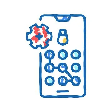 Screen lock password icon doodle illustration Illustrazione stock