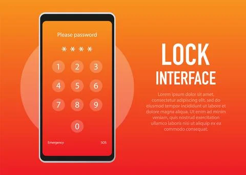Screen Lock. PInterface for lock screen or enter password pages. Vector illus Stock Illustration