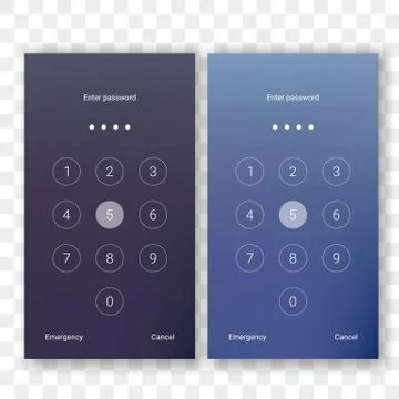 Screen lock unlock numeric password for smartphone display background templat 库存插图
