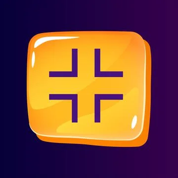 Screen minimize glossy ui button with pixelated color icon Stock Illustration