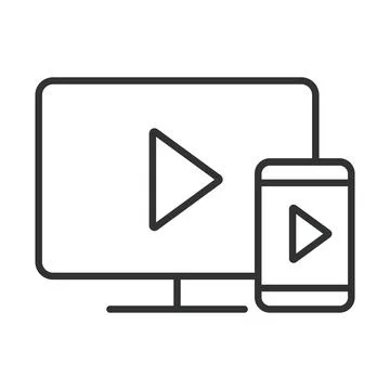 Screen Mirroring, in line design. Cast, screen sharing, display mirroring Stock Illustration