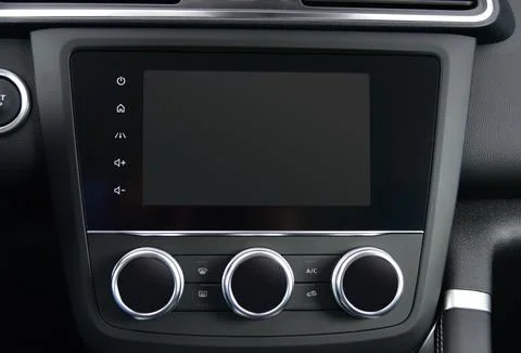 Screen multimedia system on dashboard in a modern car Stock-Fotos
