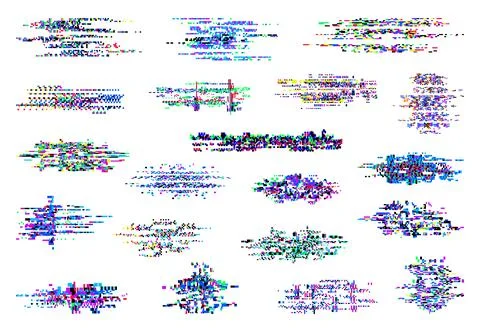 Screen noise glitch bug, TV VHS video data decay Illustrazione stock