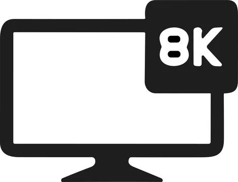 Screen or LCD or TV video resolution icon. Monitor size symbol. 8k, screen .. Stock Illustration
