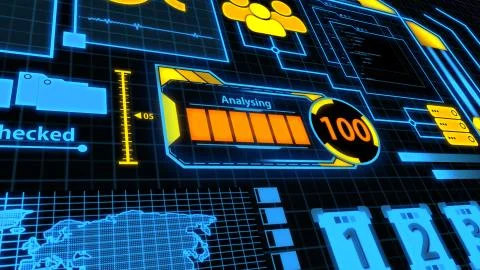 Screen With Orange And Blue Data Analysis Details Ver.4 Stock Illustration